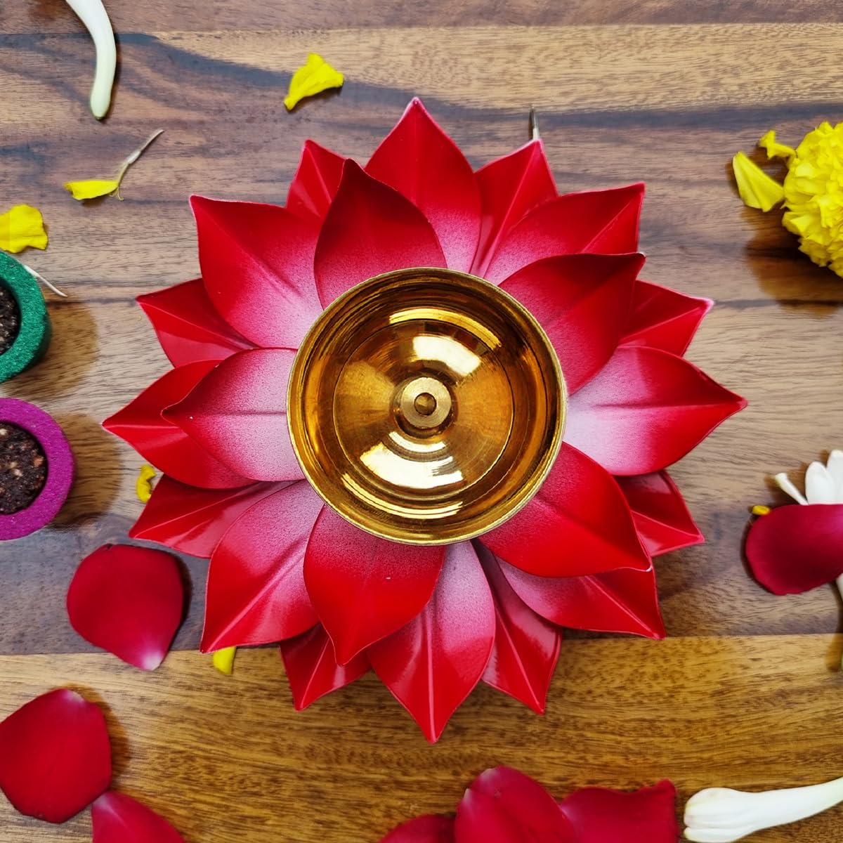 Brass Lotus Diya 2 Brass Lotus Diya - Image 2