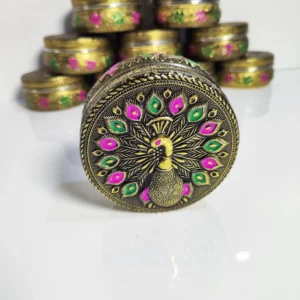 Peacock Glory Meenakari Silver Tiffin