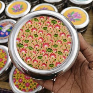 Divine Lotus Pichwai Silver Tiffin