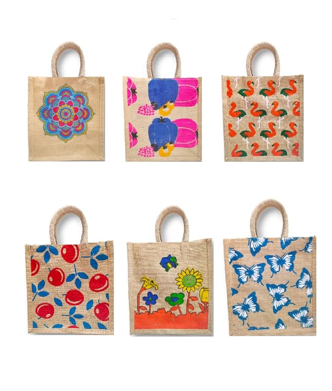 Unique Printed Jute Bag with Zipper(Assorted) 1 Unique Printed Jute Bag with Zipper(Assorted)