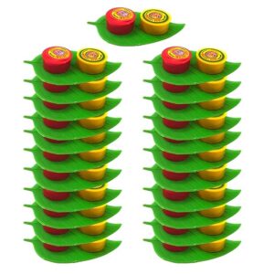 Plastic - Leaf Shape Thamboolam Set Kumkum- Haldi Kumkum 20 Pieces