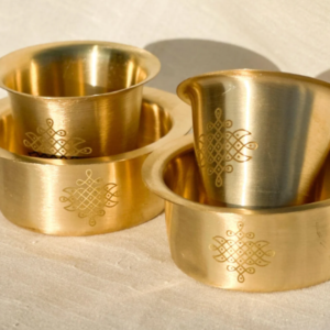 Home 6 Brass Kolam Filter Coffee Davara/Dabara Set