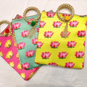 Lotus Print Gifting Bags with Zipper – Return Favours & Small Gift Bags