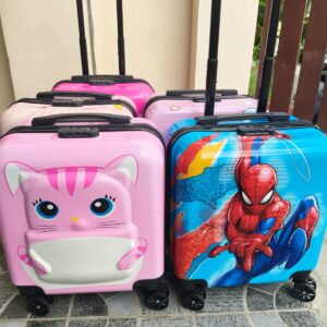 Cute kids printed trolley suitcase with lock and cartoon unicorn design for travel