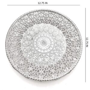 Kivi 12 Inch Silver Finish Decorative Fruit Plate – Premium Serving Tray