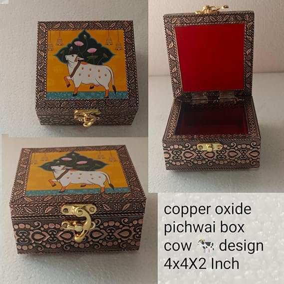 Traditional Handcrafted Wooden Pichwai Art Jewelry Box (Multi Design) 2 Traditional Handcrafted Wooden Pichwai Art Jewelry Box (Multi Design) - Image 2