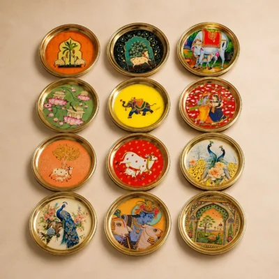 Brass Pichwai Pooja Plate(Multi Design) 8 inch