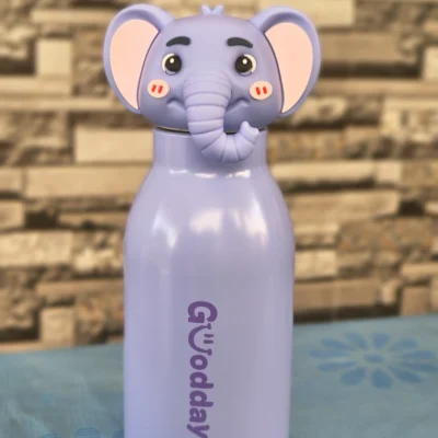 Cute Animal Face Straw Water Bottle for Kids – 450 ml