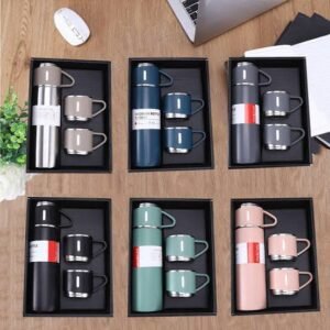 Vaccum Flask set with 3 Cups hot and cold (Assorted colours)